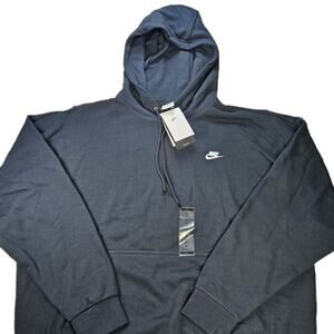 Nike Hoodie Mens Medium Black Oversized Fit Fleece Pullover Swoosh HJ1816-010